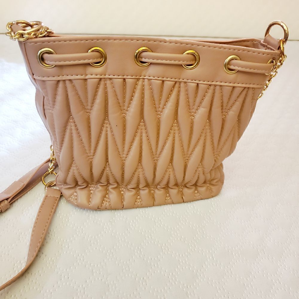 Rose Pink Small Draw String Shoulder Bag - Picture 2 of 13